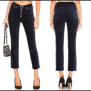 Rag & Bone Dojo Navy Velvet High Rise Pants Crop